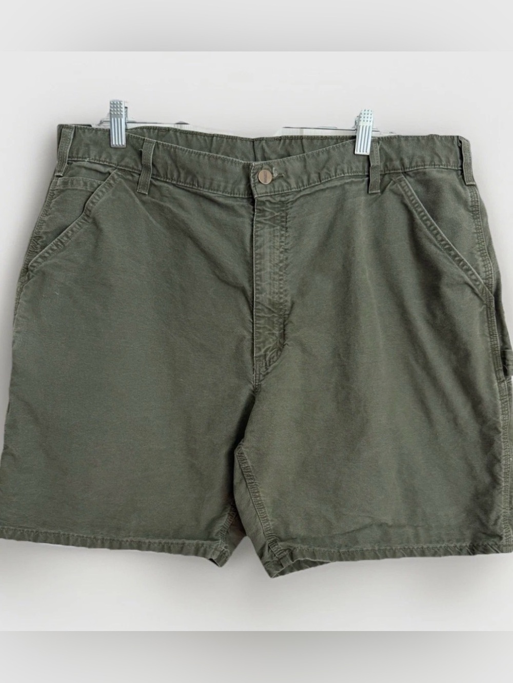 Carhartt Carpenter Shorts Men’s Size 40 Duck Canvas Workwear Pockets Olive Green